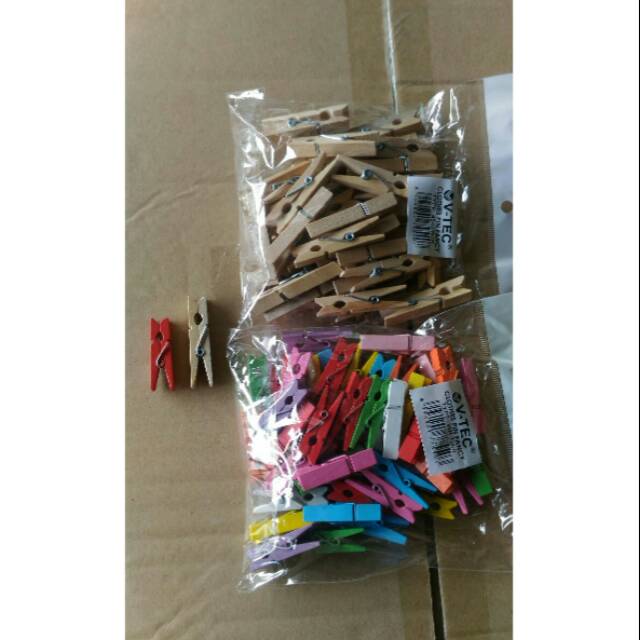 

Jepit kayu besar 3.5 cm warna atau polos isi 50