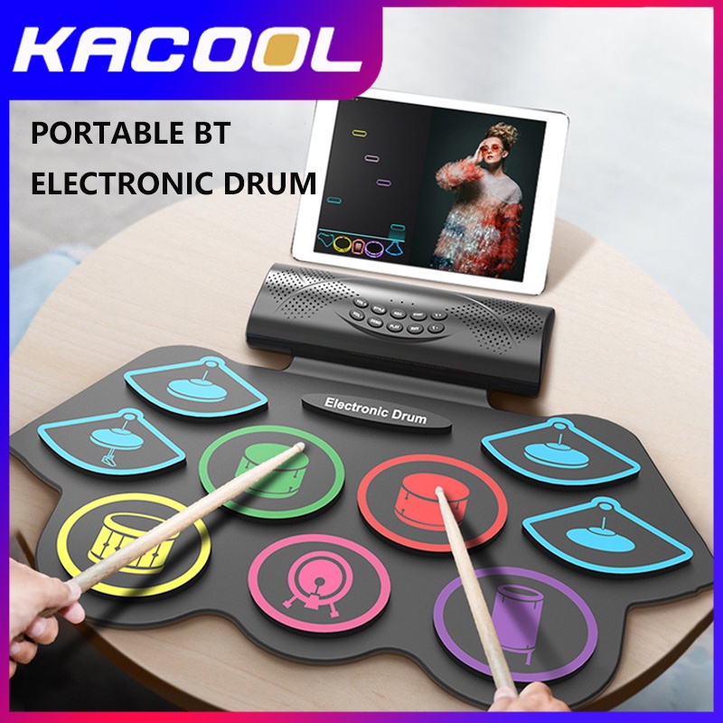 Drum Elektronik Drum Digital Built-in Dual Speaker Praktek Drum Set Portabel Jazz Drum Kit Electric Drum Pad Kit Mendukung Bluetooth APP