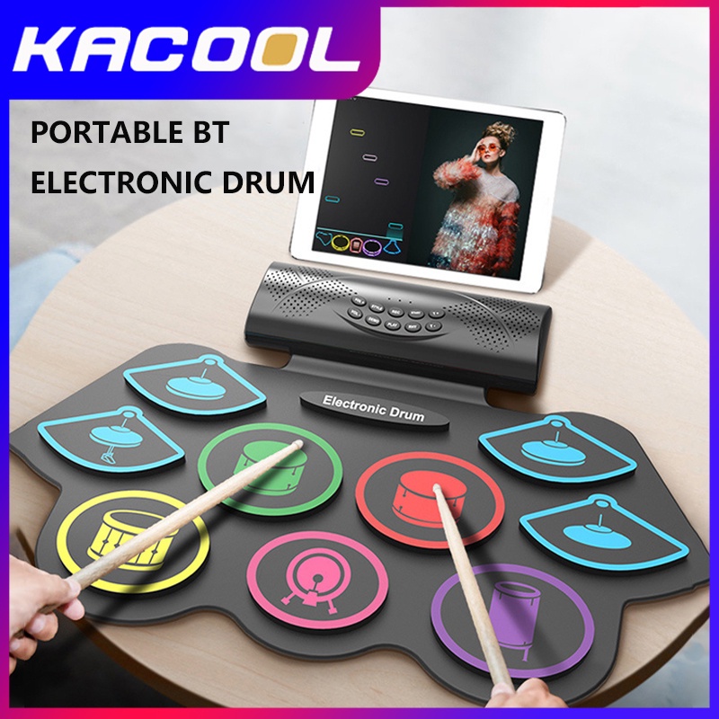 Drum Elektronik Drum Digital Built-in Dual Speaker Praktek Drum Set Portabel Jazz Drum Kit Electric Drum Pad Kit Mendukung Bluetooth APP