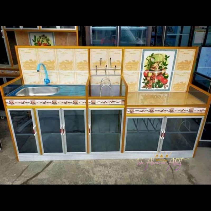 Wastafel / Lemari Dapur Panjang Pintu 6 Bahan Alumunium