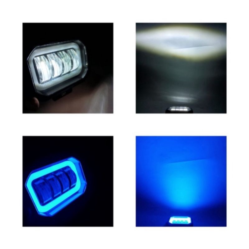 Lampu tembak 4 led lensa / Lampu tembak Daymeker 4 led lensa senja /Biru/Merah/Putih/40 watt Model/kotak