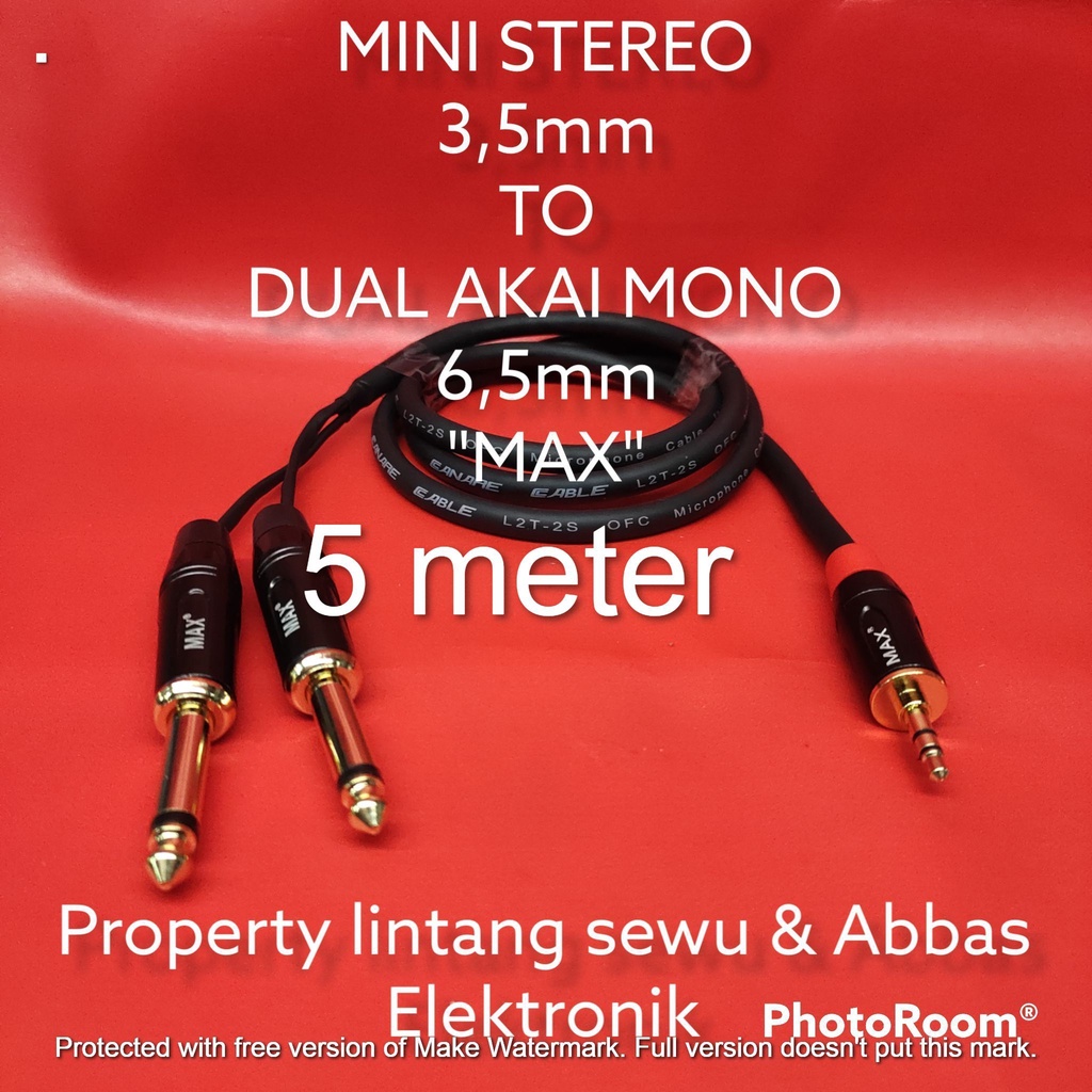 KABEL JEK MINI STEREO 3.5MM TO DUAL AKAI 6.5MM MAX 5 METER