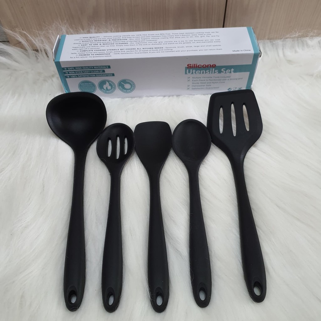 5pcs silicone utensil spatula set for cooking tanpa sambungan