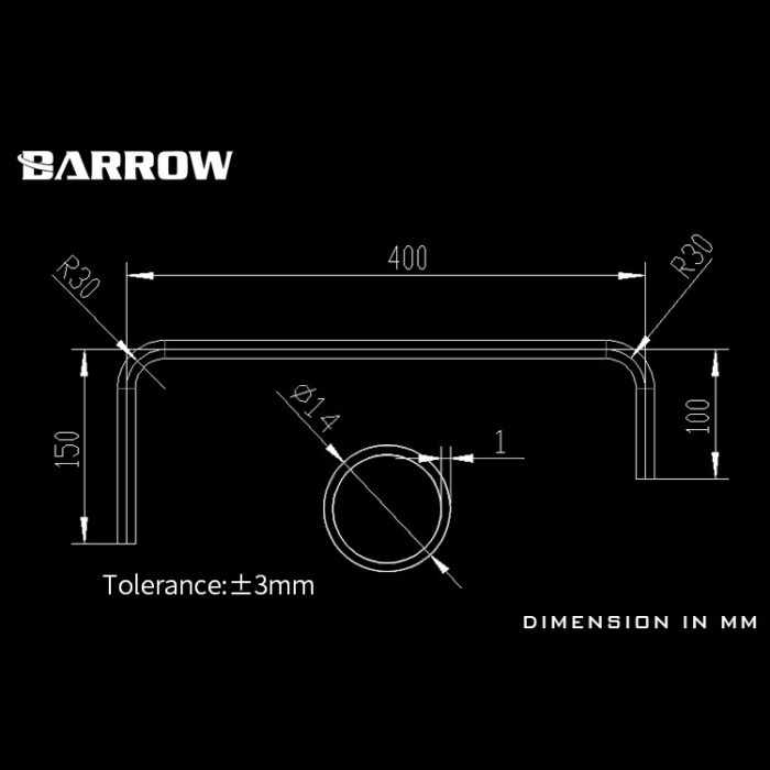 BARROW TSWB-14 14mm 90 Double Bend Cooper Metallic Black Rigid Tube