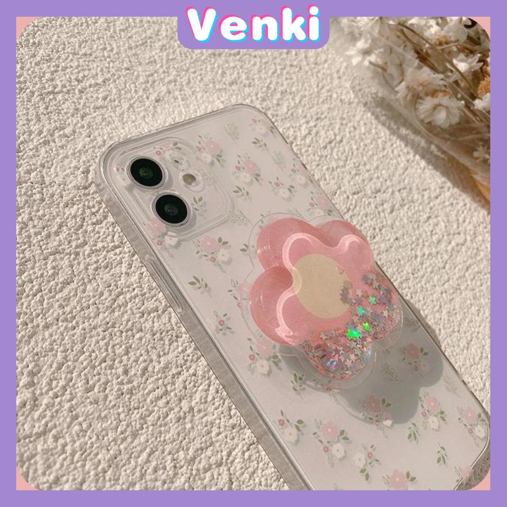 Soft Case Silikon Transparan Motif Bunga Dengan Popsocket Untuk Iphone 13 Pro Max 12 11 P 11