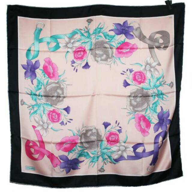 Jilbab hijab turki sale warna hitam nude peach motif bunga MURAH ekslusif