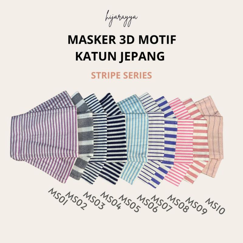 MASKER KAIN 3D MOTIF BAHAN KATUN JEPANG 3PLY (EARLOOP/HEADLOOP)