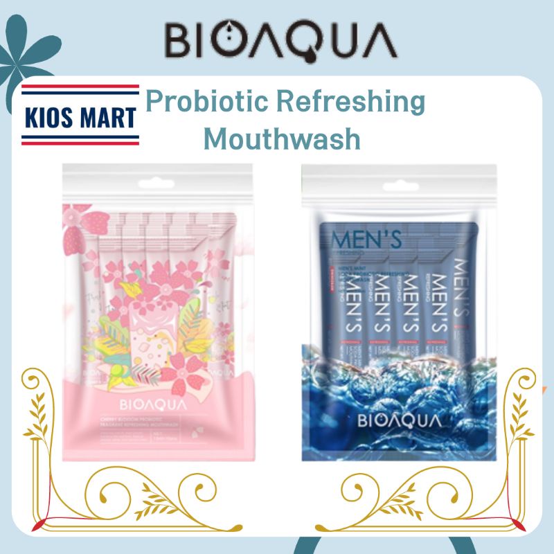 Bioaqua Mouthwash 13ml / Obat Kumur / Cherry Blossom Probiotic / Lemon Probiotic / Mint Probiotic / Refreshing Men's Mint Soda