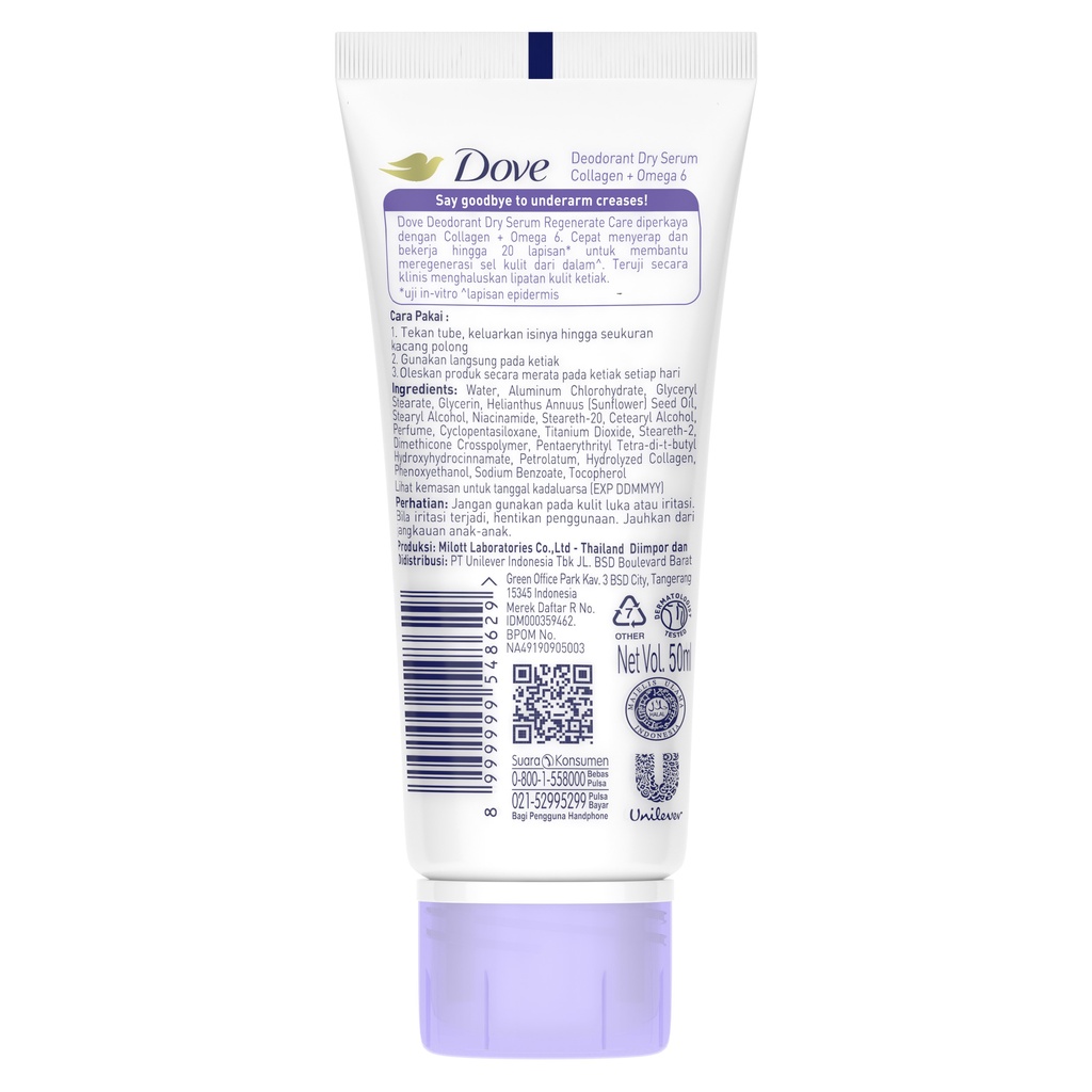 Dove Dry Serum Deodorant Serum Regenerate Care Collagen+Omega 6 50Ml