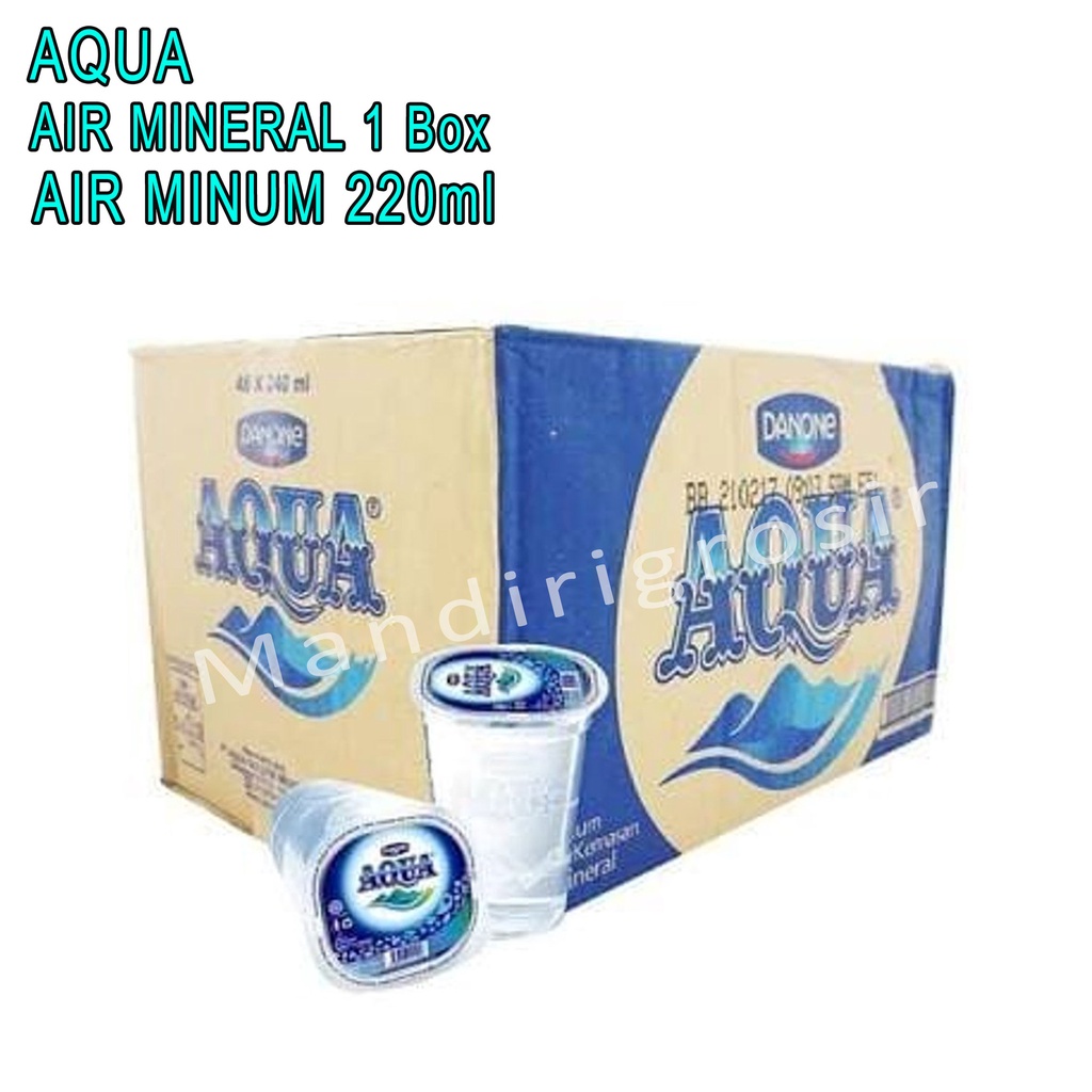 Aqua Gelas 220ml  * Aqua Air Mineral * 1 Dus isi 48pcs