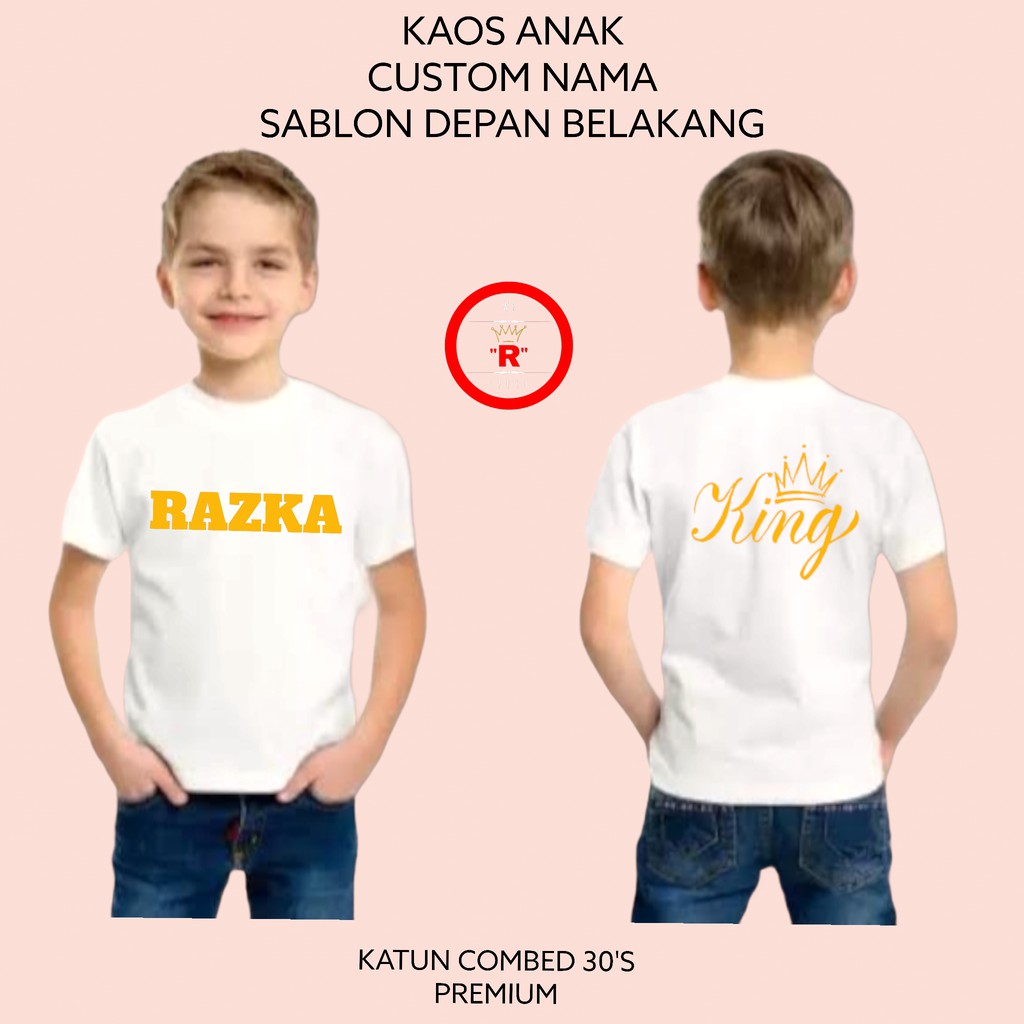 Kaos Anak Custom Nama Sablon Depan Belakang