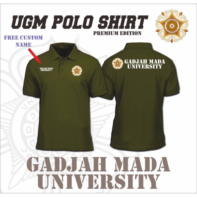 UGM KAOS POLO SHIRT PREMIUM HITAM MISTY Army / Free Custom Name