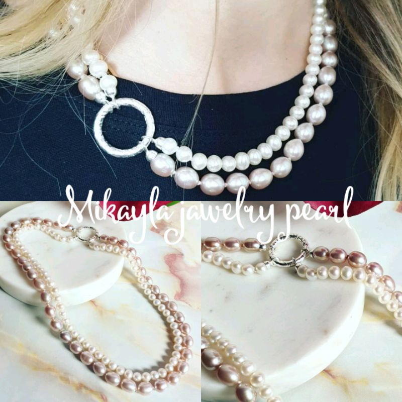 Kalung mutiara|Kalung mutiara asli lombok|Kalung pesta|Kalung rhodium mutiara tawar|Mutiara air tawa