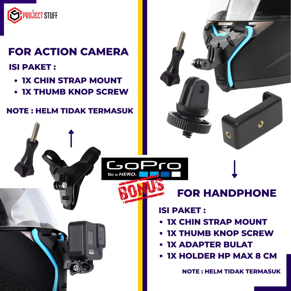 Mounting Helm Strap Bracket Motovlog Action Cam HP Holder Helm Strap Chin Mounting Dagu Gopro