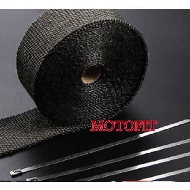 BAROKAH GAMIS Exhaust Wrap Hitam Pembalut Peredam Panas Knalpot mesin motor mobil cable ties kabel ties