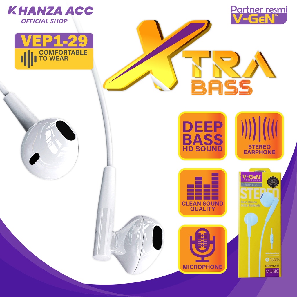 KHANZAACC VGEN VEP1-29 Wired Earphone Xtra Bass