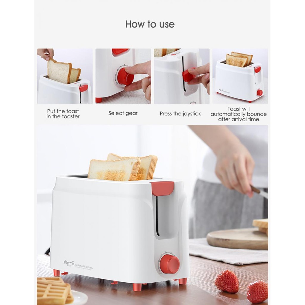 Alat Pemanggang Roti Bread Toaster - DEM-SL261 - White