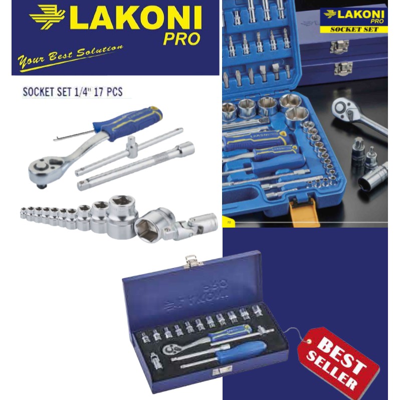 Kunci Sok / Socket Set 1/4&quot; (4mm-12mm) 17pcs Lakoni Pro 200691