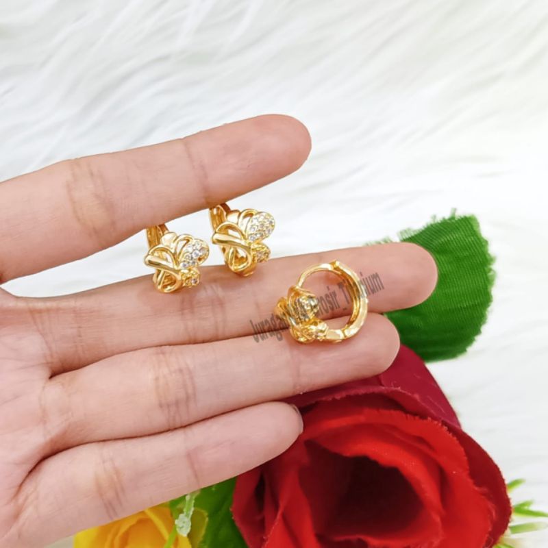 Anting Jepit Full Mata Mewah Super Cantik Anti Karat