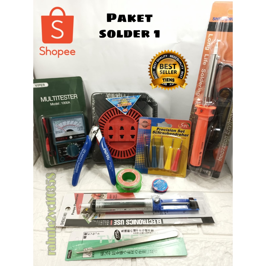 Alat Solder Listrik SOLDER 60W  Orange / 1 set obeng hp / colokan 3M 3 lobang / multitester / tang p