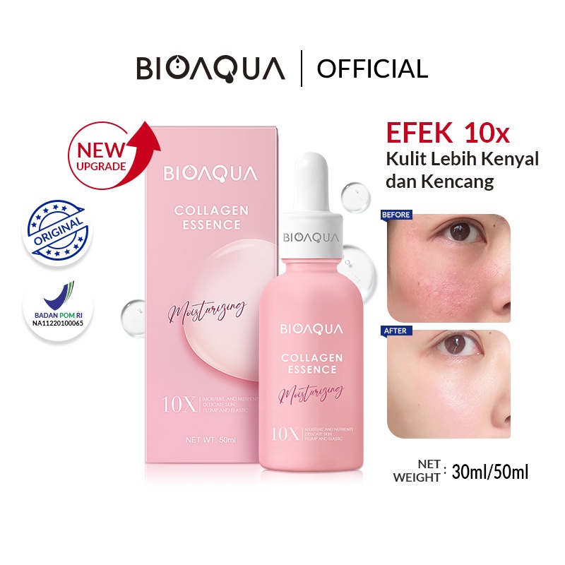 BioAqua Bio Aqua 10X Collagen Moisturizing Essence 30ml/50ml Serum Anti aging memudarkan garis-garis halus