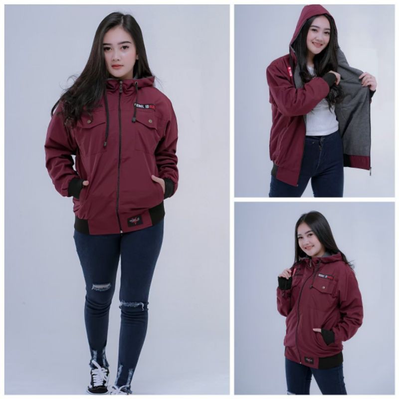 JAKET WANITA SEMI PARKA BANDUNG HOODIE CEWEK TASLAN MURAH