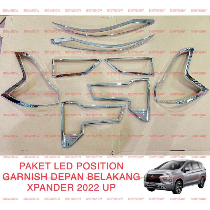 Paket Garnish Alis Led Position Depan Belakang Xpander 2022 2023 2024 2025 UP Hitam Chrome