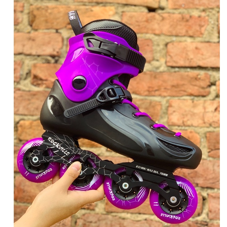 Sepatu Roda Pemula Inline Skate Rockville E3 Black Purple