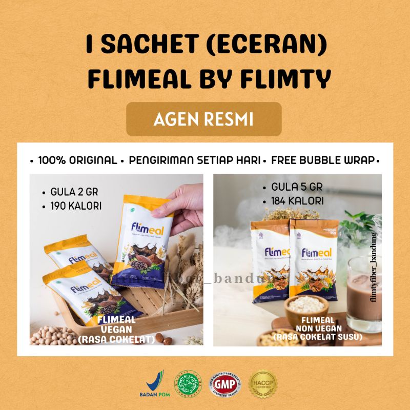 

FLIMEAL ECERAN (1 SACHET) FLIMMEAL FLIMTY SEREAL DIET RASA COKELAT MEAL REPLACEMENT BPOM HALAL FLIMTY