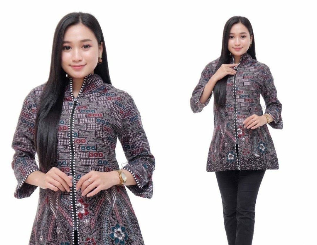 Kenongo Batik Atasan - Batik Wanita Risna Hrb026 Blus Batik Exsclusive Solo M L Xl Xxl Bd 084