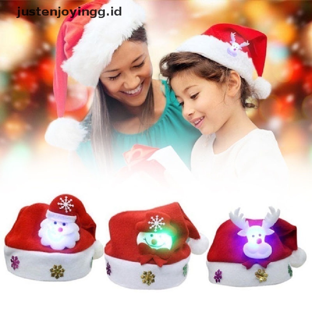 Topi Santa Claus Snowman Elk Dengan Lampu LED Untuk Dekorasi Natal