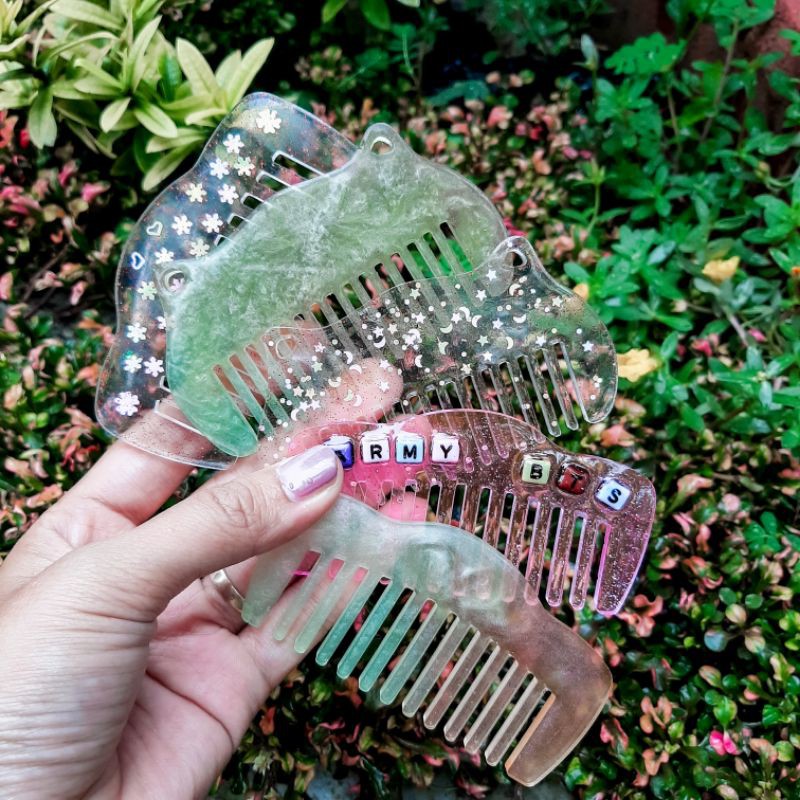 SISIR RESIN AESTHETIC/MINI COMB/SISIR MINI/CUSTOM MINI COMB/DRIED FLOWERS/GOLD SILVER FOIL