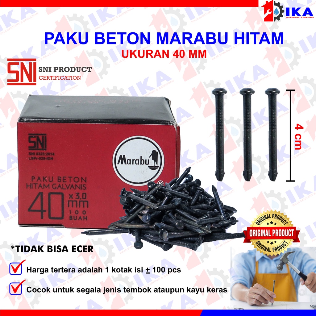 PAKU BETON SIZE 2- 2.5 - 3 - 4 -5 Cm MARABU HITAM GALVANIS HARGA 1BOX (100PCS) TERMURAH KOMPLIT