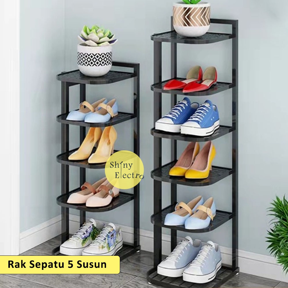 Rak Sepatu Sendal 5 Susun / Tingkat Penyimpanan Multifungsi Waterproof Besi Shoes Racks Furniture