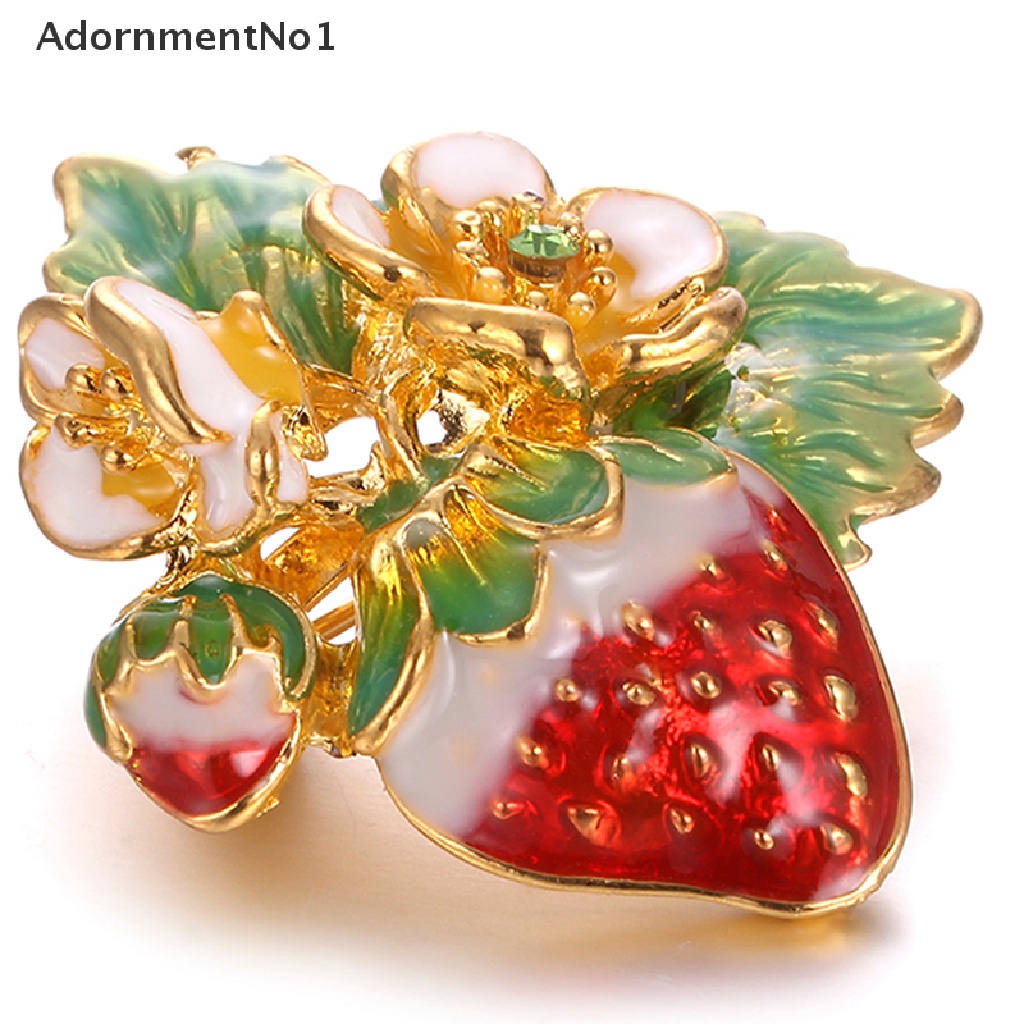 (AdornmentNo1) Bros Pin Enamel Bentuk Buah Strawberry Untuk Aksesoris Pakaian