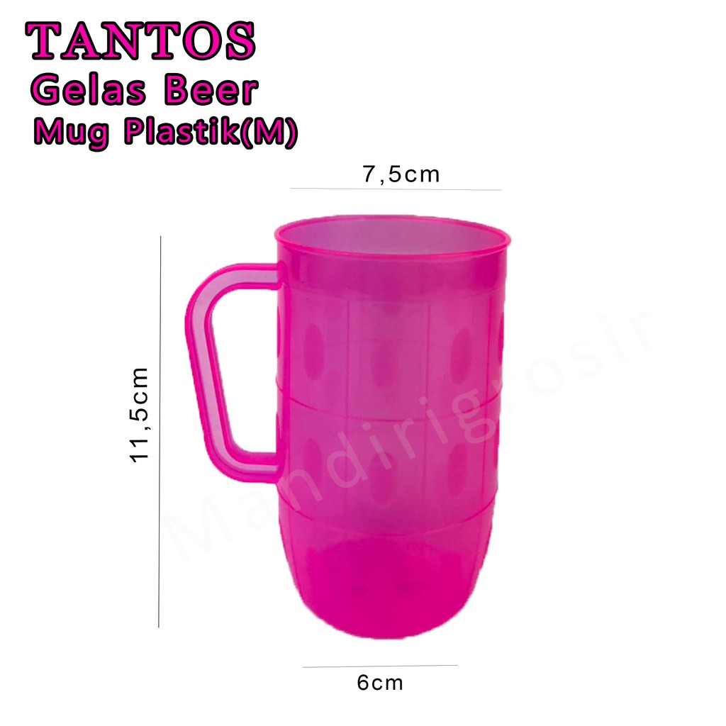 Mug dengan Pegangan*Gelas Beer(M)*Tantos Plastik Tebal &amp; Tahan Lama*5186G*5186GT