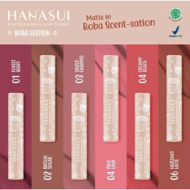 Hanasui Mattedorable Lip Cream Boba Edition Hanasui Lip Boba