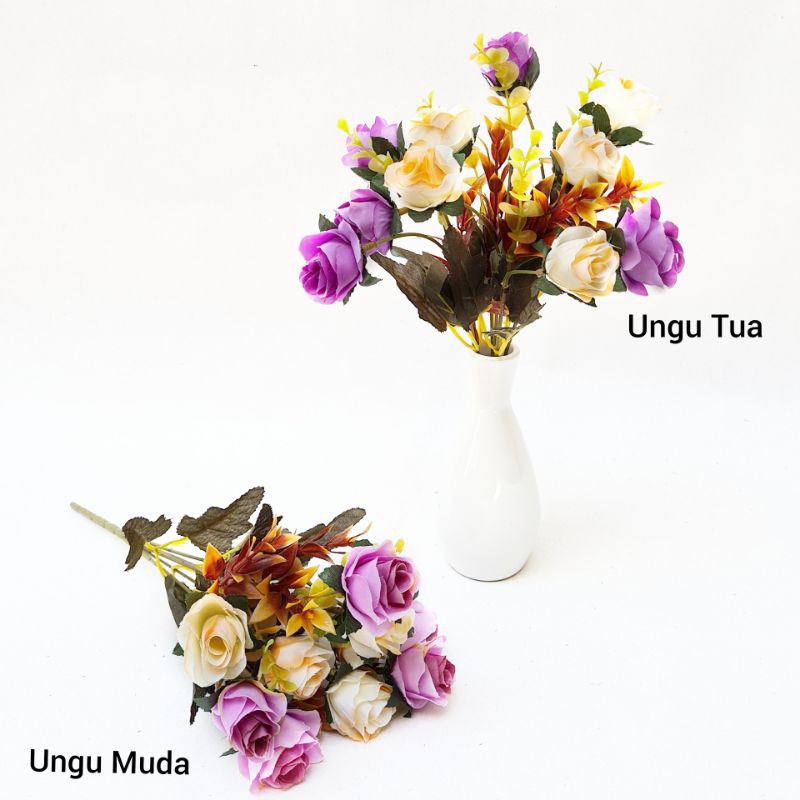 Bunga Mawar Artifisial AF44 Dua Warna Rose Artificial Flower