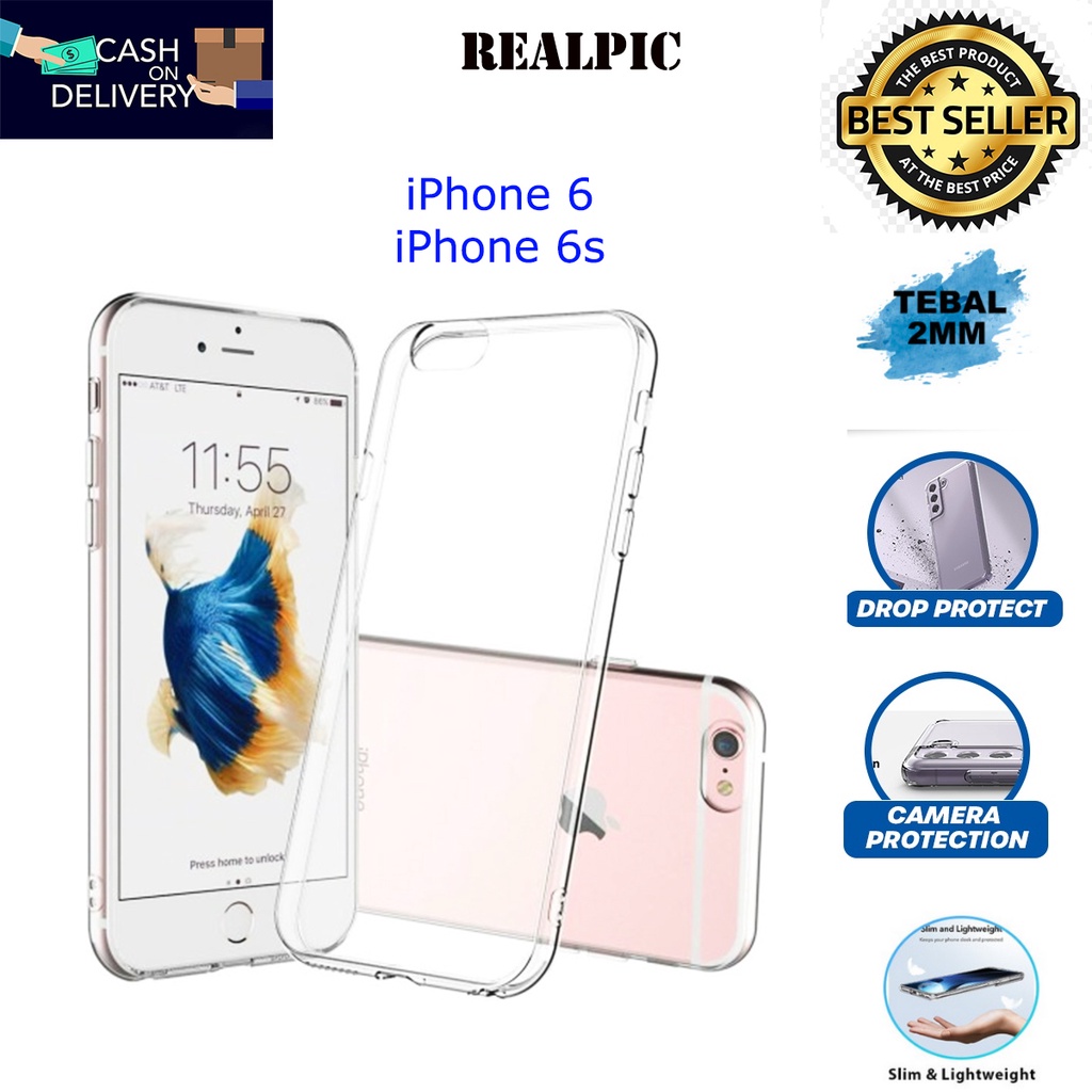 Case iPHone 6 / iPhone 6s Casing Clear HD KETEBALAN 2MM BENING TRANSPARAN TPU Premium Softcase