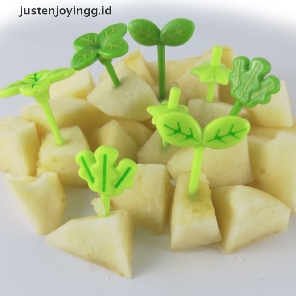 // justenjoyingg.id // 8pcs Fruit Vork Tandenstoker Bladeren Salade Tiny Vork Mini Cake Picks Voor kids ~