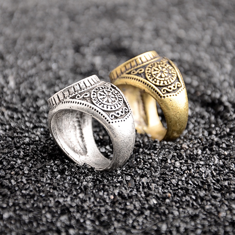 New Nordic mitologi Viking vintage Odin logo cincin pria trendsetter kepribadian kreatif Cincin orna