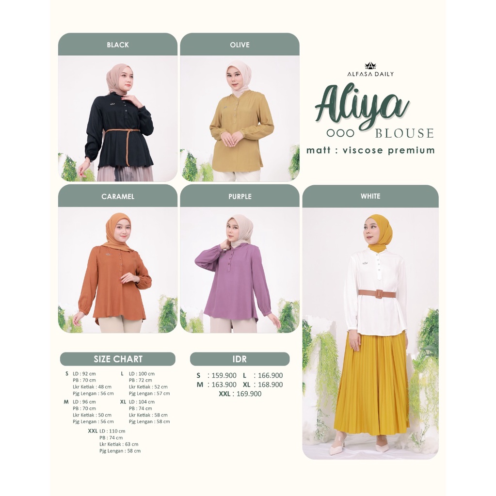 ALIYA BLOUSE || ALFASA DAILY || BRAND ALFASA ORIGINAL || KEMEJA WANITA || BAJU KANTOR || RAYON PREMI