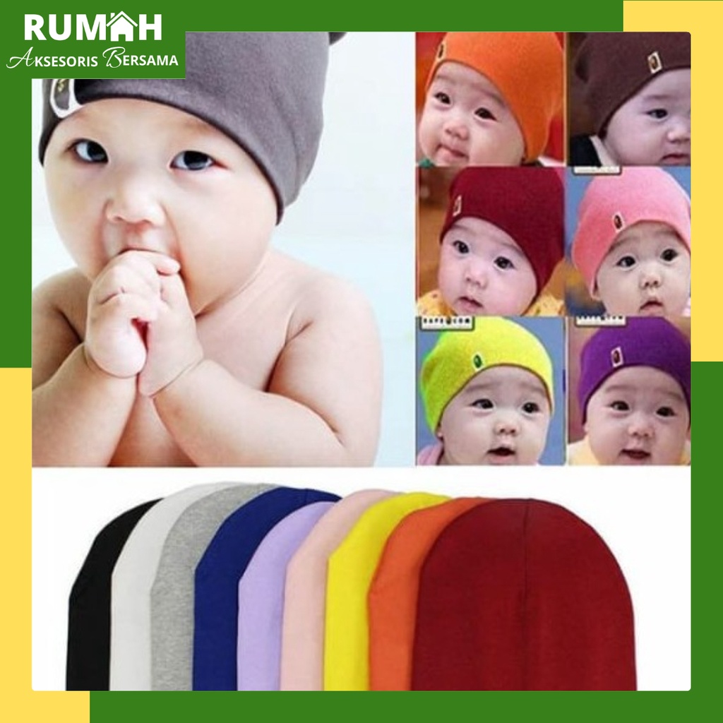 CLEAR STOCK RAB VZ038 Topi Bayi Polos Warna Baby Hat Topi Bayi Warna Topi Kupluk Bayi Topi Rajut