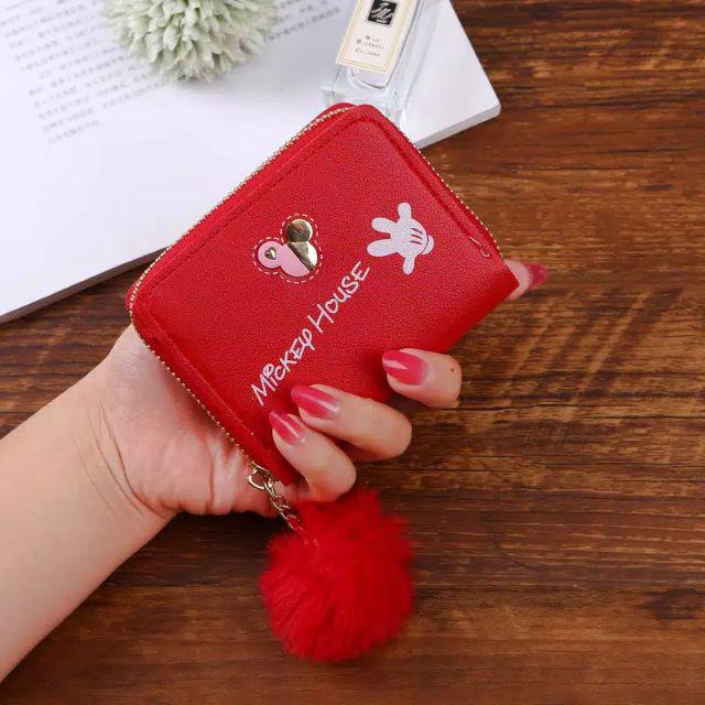 EV - DOMPET WANITA DENGAN MOTIF POM POM LUCU D30 / DOMPET WANITA MURAH-Merah