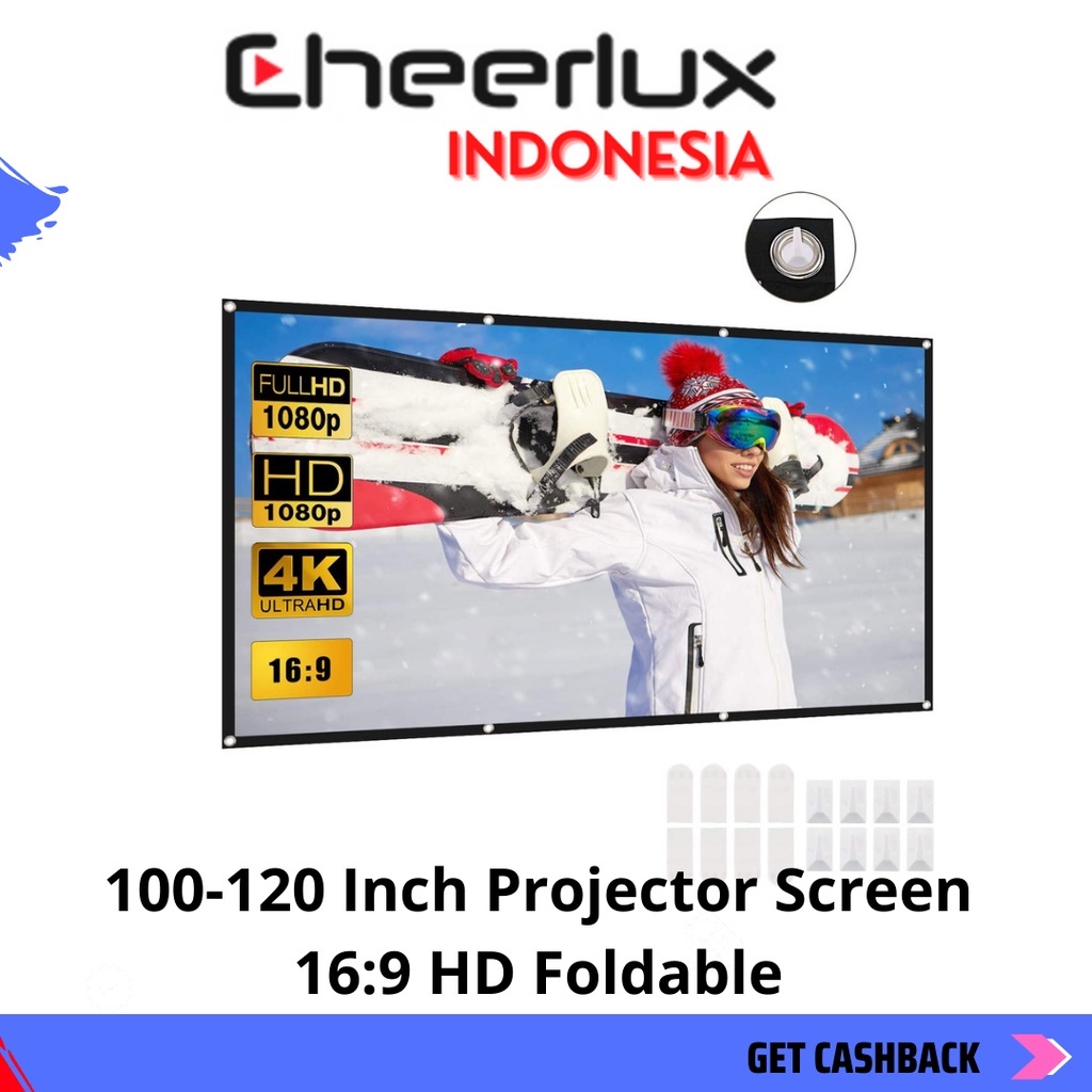 LAYAR PROYEKTOR 16:9 | SCREEN PROYEKTOR | LAYAR PROYEKTOR | KAIN LAYAR PROYEKTOR 84-100-120 INCH 16:9