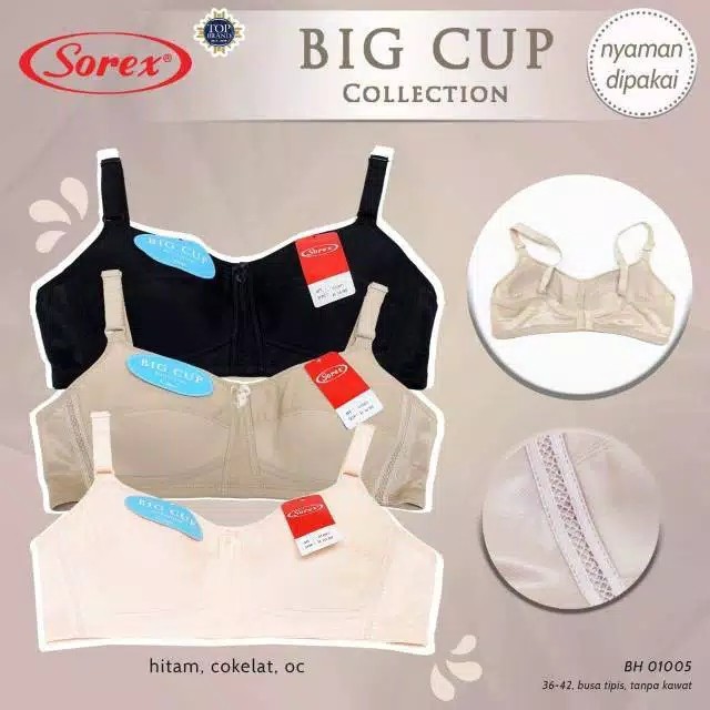 Bh SOREX Bra Busa Tipis Tanpa Kawat Polos Dijamin Nyaman Dipakai - 01005 Cup Besar