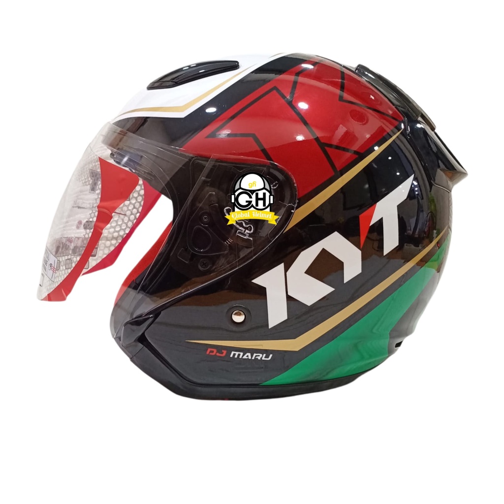 HELM HALF FACE KYT DJ MARU KYT DJMARU MOTIF #17 BLACK GREEN RED MAROON