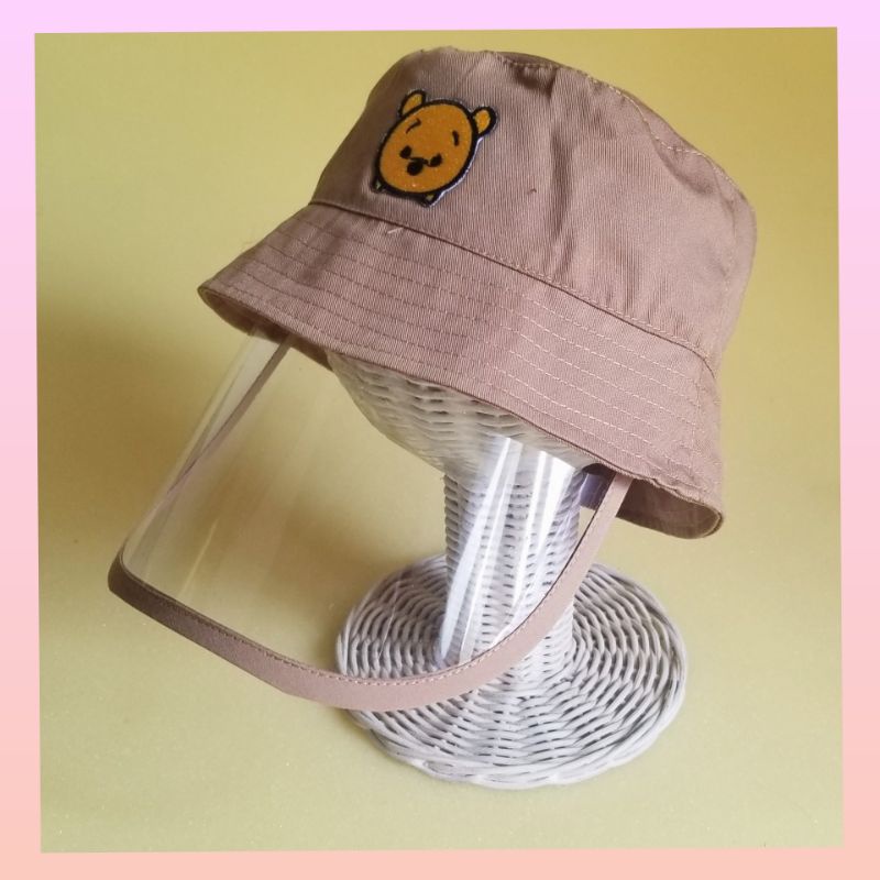 Topi Face shield anti korona / Topi buket anak bayi-Brown