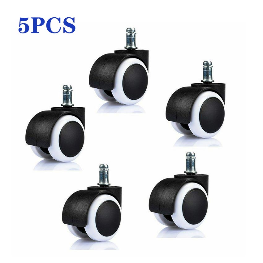 RB 5Pcs/Set Roda Kursi Kantor Tancap Karet Dengan List Putih - Castor / Roda Tancap Kursi Kantor