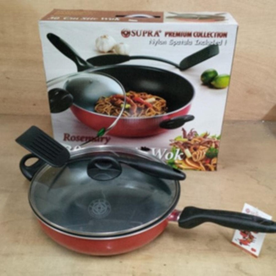 SUPRA 32 cm Stir Wok Rosemary + Glass Lid + N.spatula